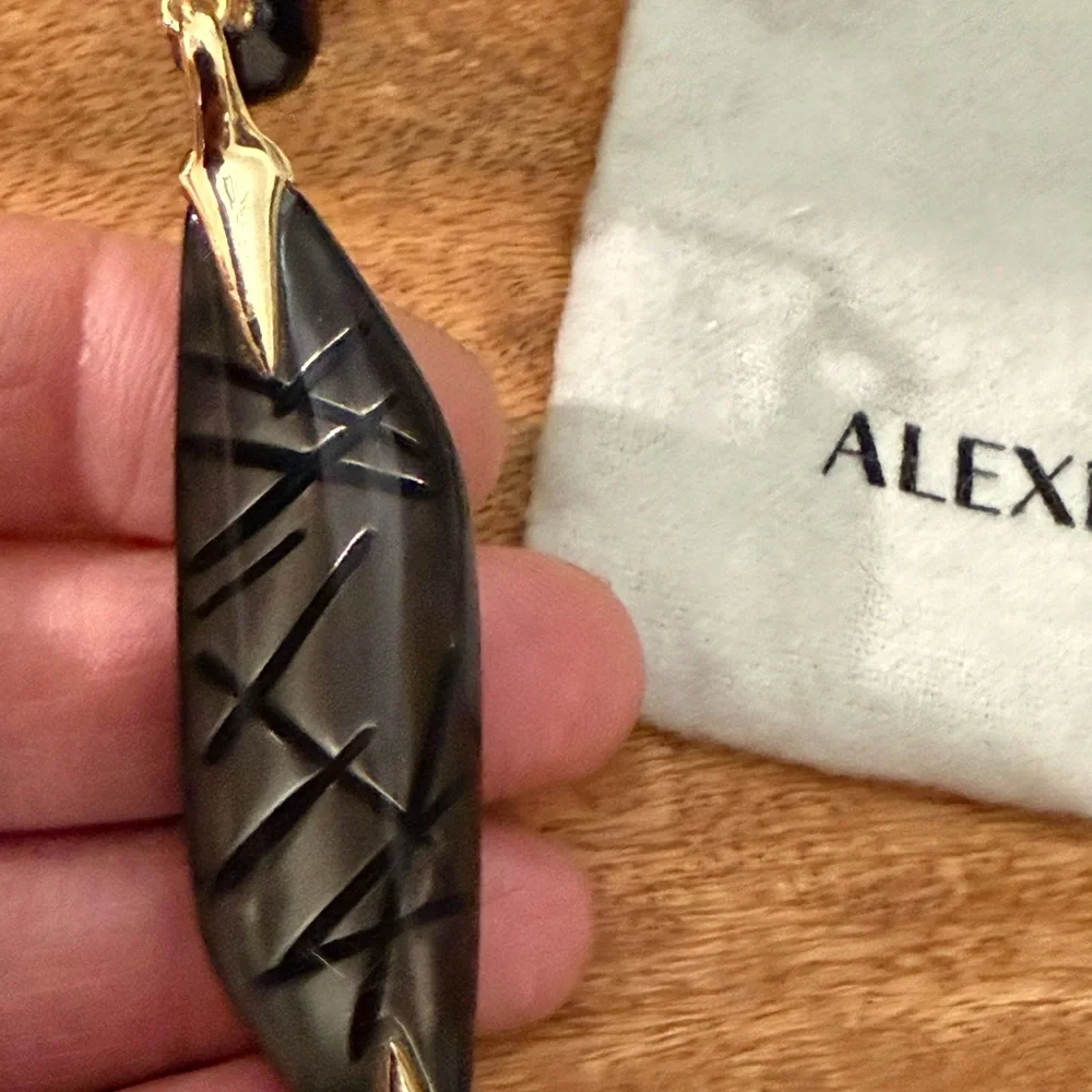 Alexis Bittar Black and Gold Crystal Futuristic Lucite Archive Necklace NWT - Picture 6 of 12